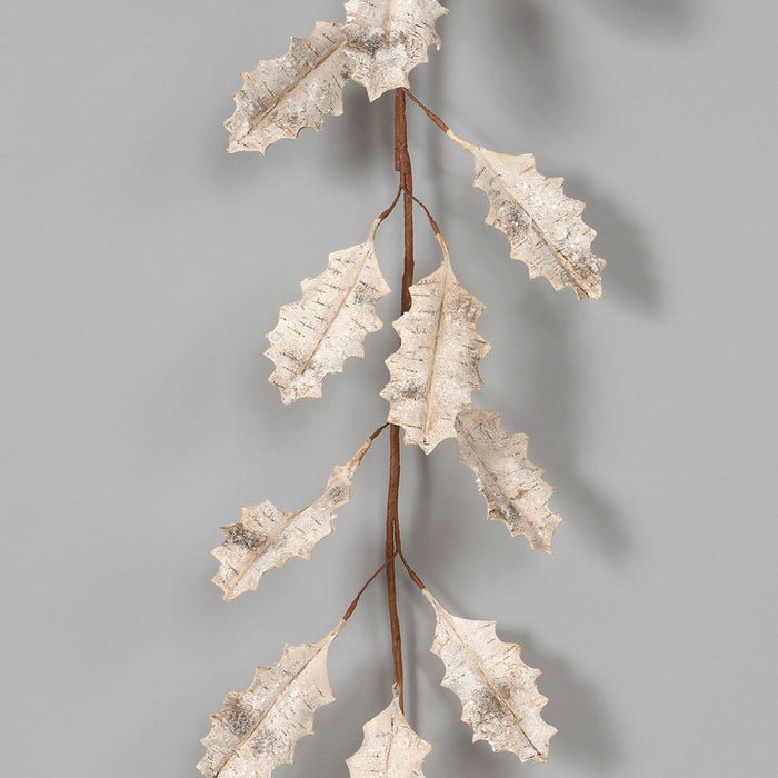 6' Eva Birch Holly Garland w/Snow