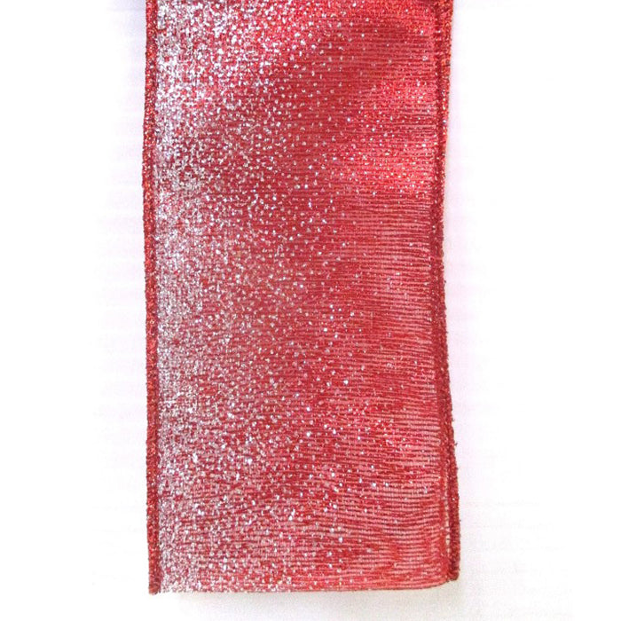 Sheer Glitter Ribbon - Red/Silver