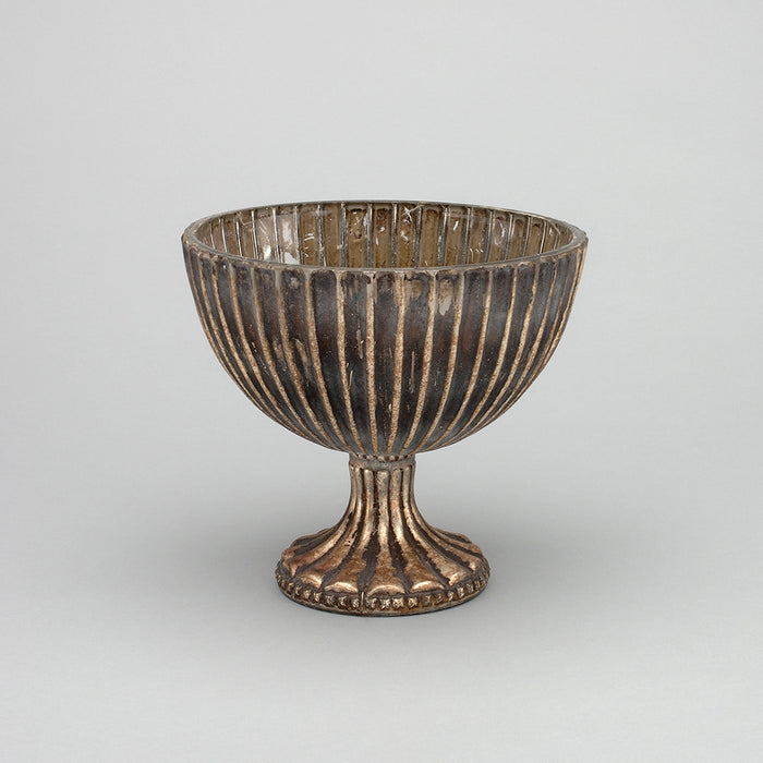Pressed Glass Ribbed Compote Candle Holder