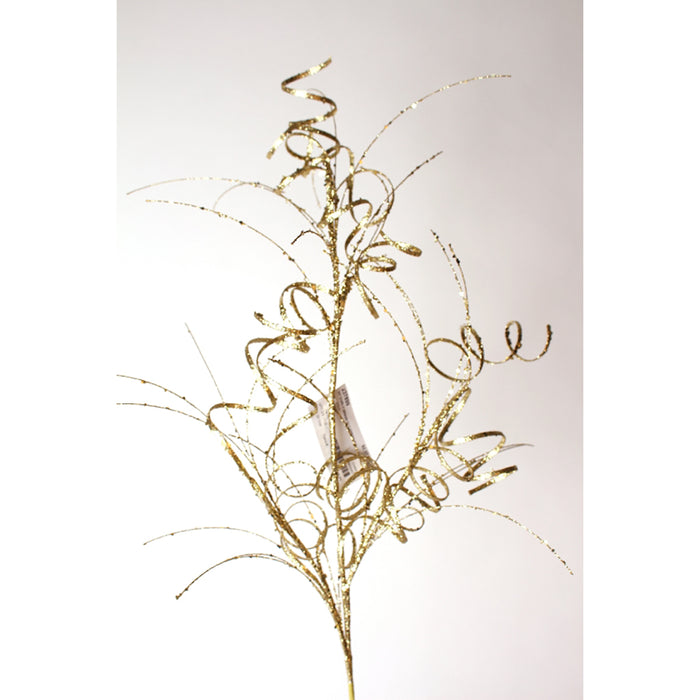 31" Curly Grass Glitter Spray - Gold