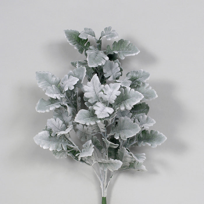 22" Polyester Flocked Dusty Miller Bush X 6 - Blue/Green