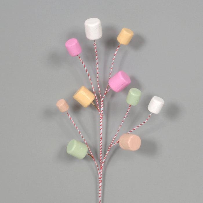 22" Marshmallow Spray w/Stripe Stem - Multi Pastel