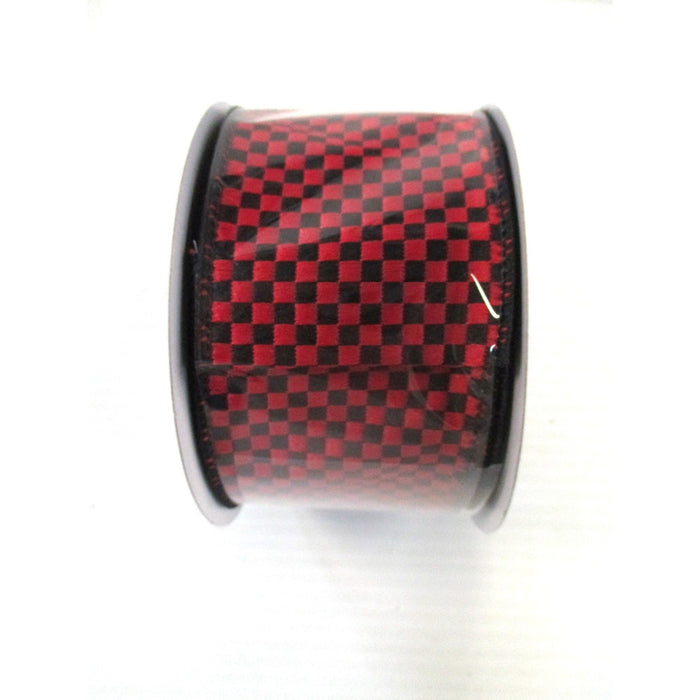 Mini Check Ribbon - Red/Black