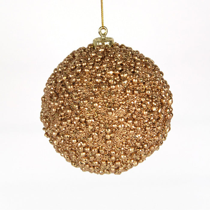 Sparkle Bead Ball Ornament 4"X 4" - Soft Gold