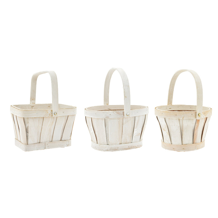 3 Assorted Shape Woodchip - Liners White wash