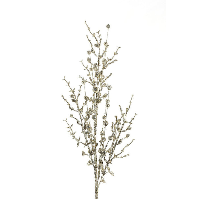 Glitter Boxwood Berry Spray 28"- Platinum