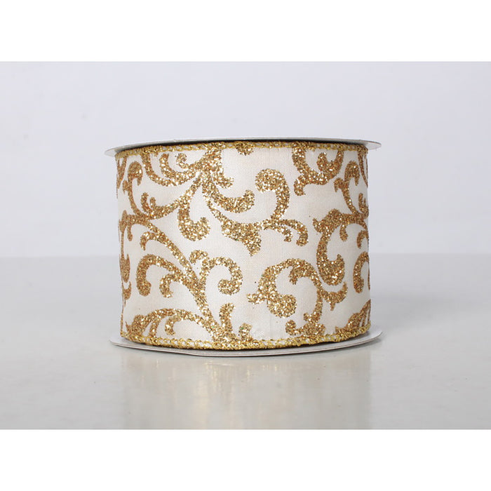 Glitter Vine 2.5"X10Yd - Ivory/Gold