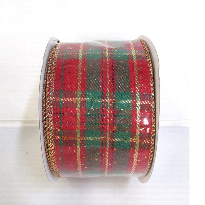 Plaid Glitter Ribbon - Red/Green