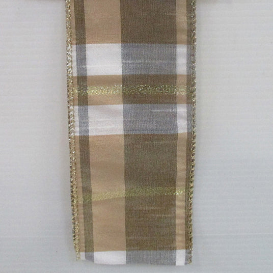 Dupion Plaid 2.5''X10Yd - Gold/Blue