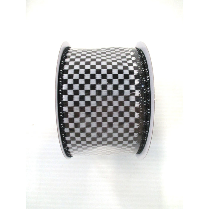 Mini Check Ribbon - White/Black