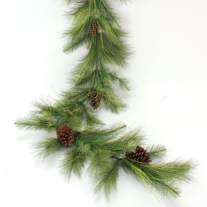 Mixed Pine Garland w/Cones - Green