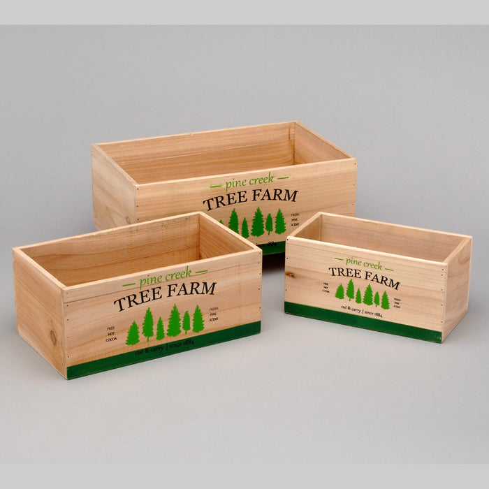 Rectangle Wooden Planter w/"Pine Creek Tree Farm" - Small