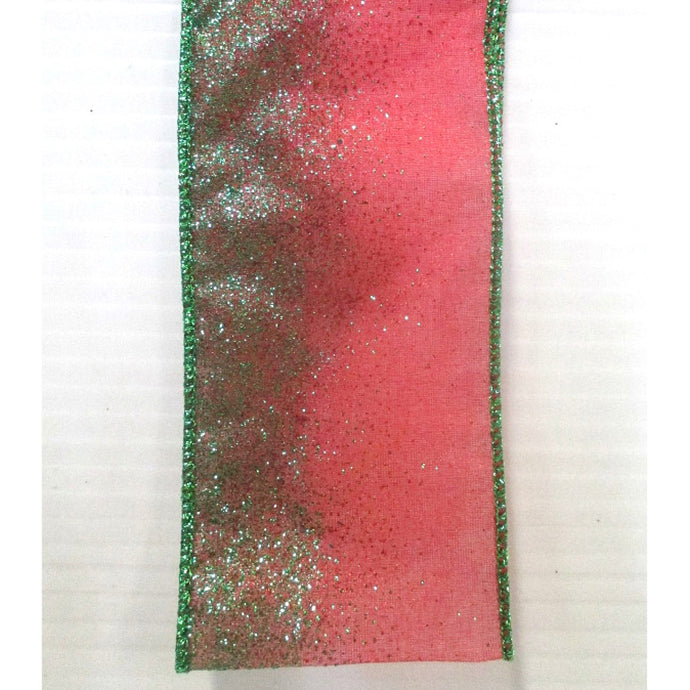 Sheer Glitter Ribbon - Red/Green