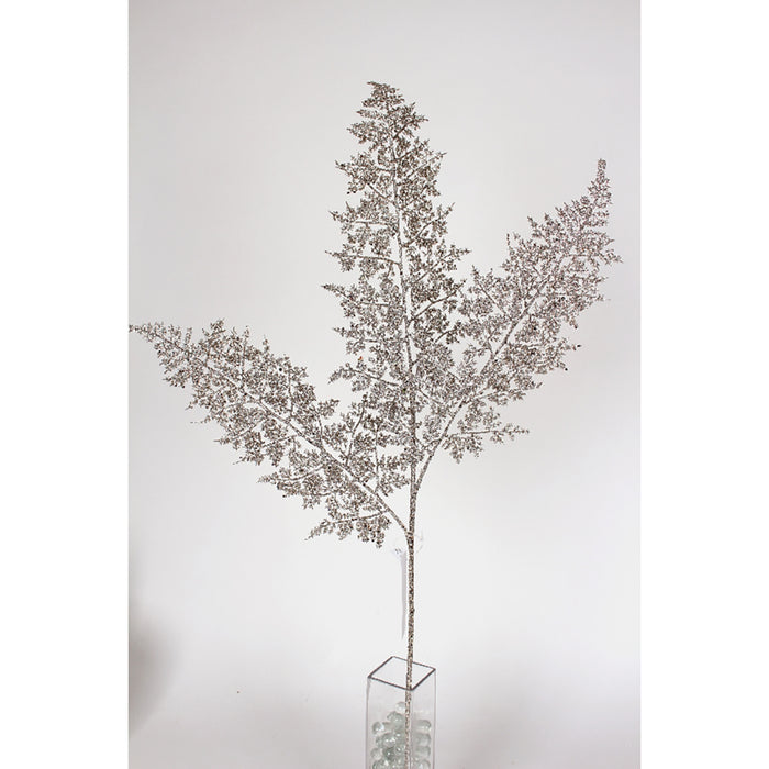 32" Glitter Fern Spray - Silver