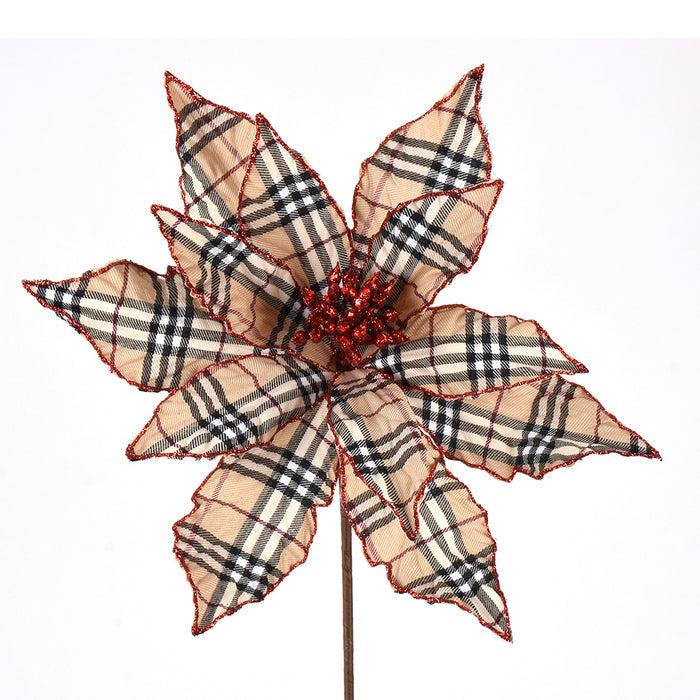 Poinsettia Plaid Pick 18" - Natural