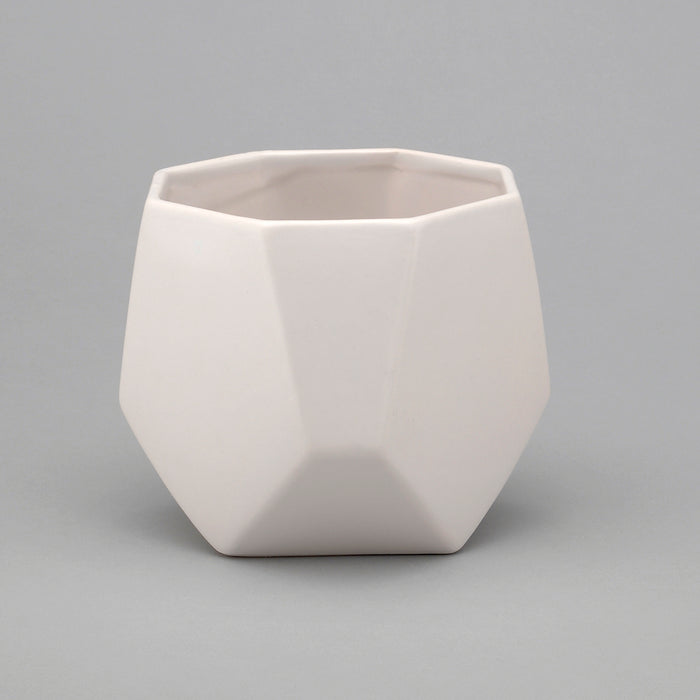 5-5/8" X 5-5/8" X 4-3/4"H Dolomite Octagonal Diamond Shape Pot - White
