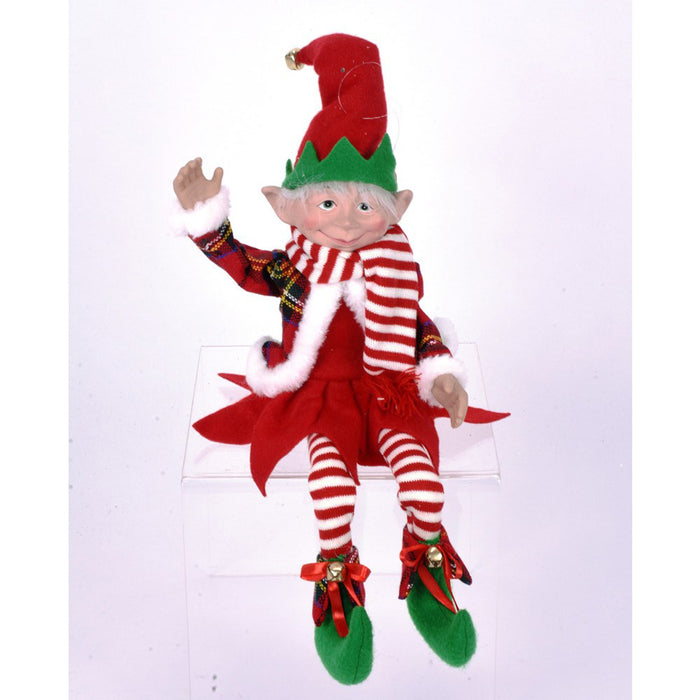 Pixie Elf Ornament 18" - Red/White/Green