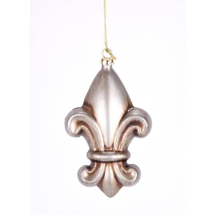 5" Fleur De Lis Ornament  - Umber/Gold
