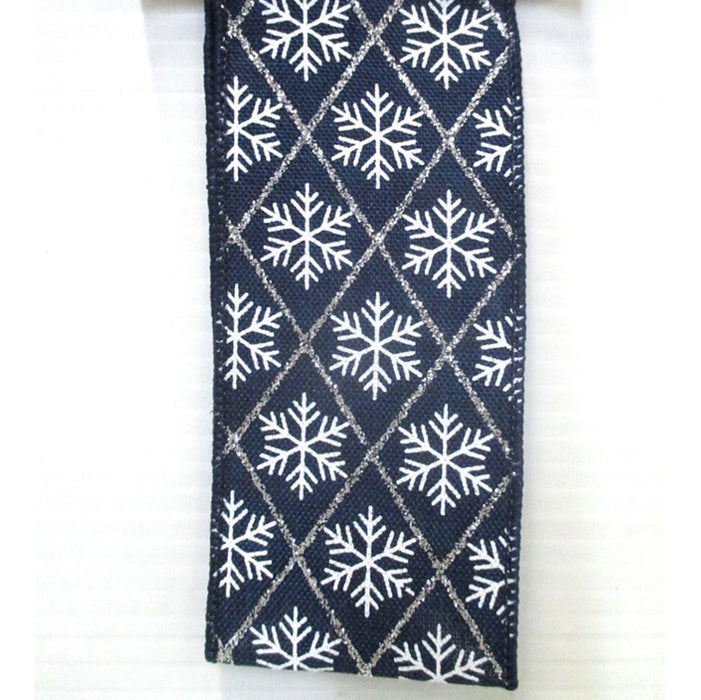 Linen Glitter Snowflake - Navy