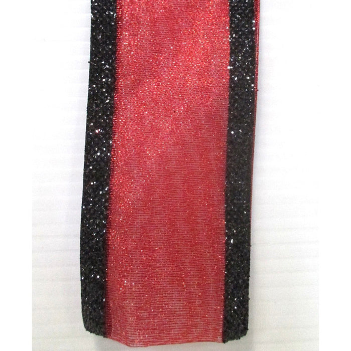 Illusion Glitter Edge Ribbon - Red/Black