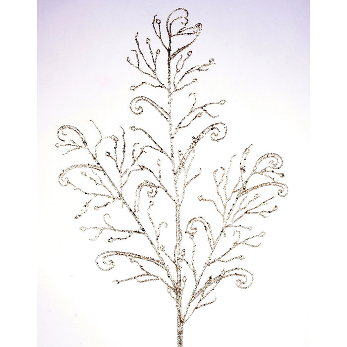 Glitter Lace Leaf Spray 34" - Champagne