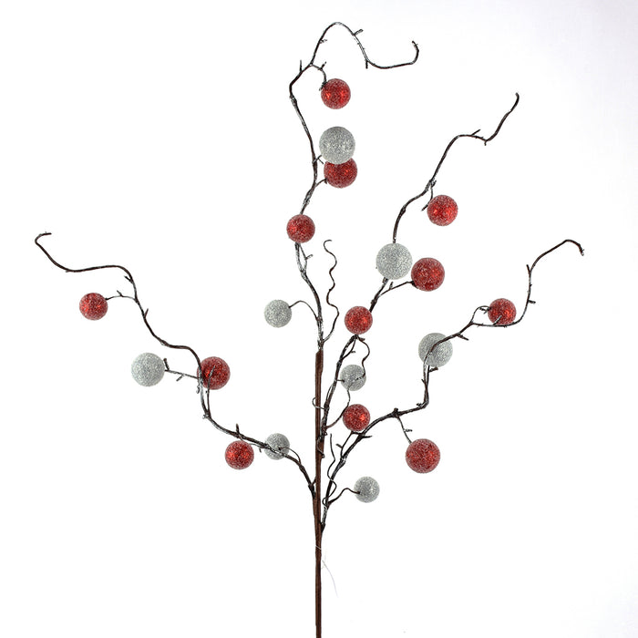 Twig Ball Spray 32" - Red/Silver
