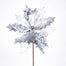 21" Velvet Sheer Sequin Poinsettia Stem - Platinum