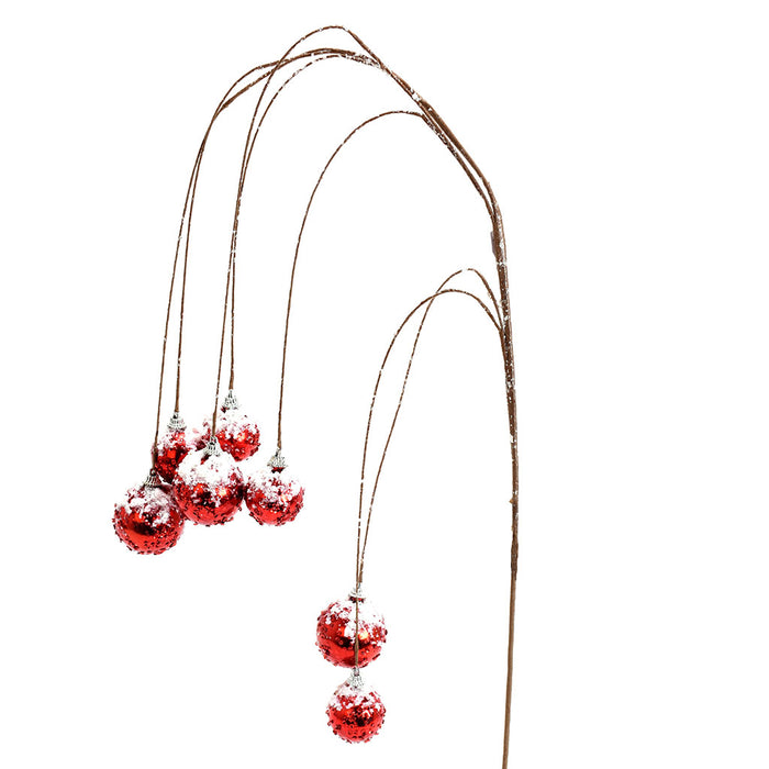 27" Snow Ball Hanging Spray - Red