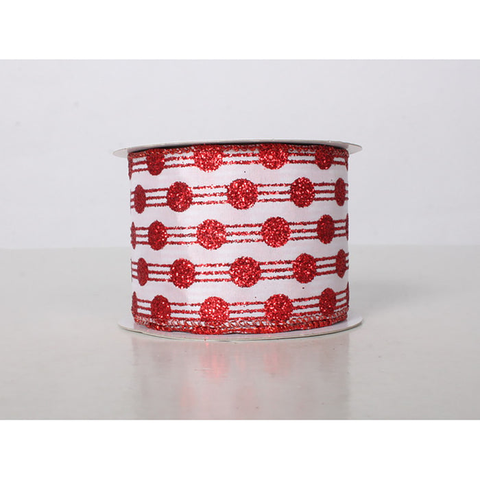 Glitter Dot Garland Ribbon - White/Red