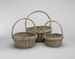 Set/3 Round Grey Wash Full Willow Basket w/Handle - Grey Wash