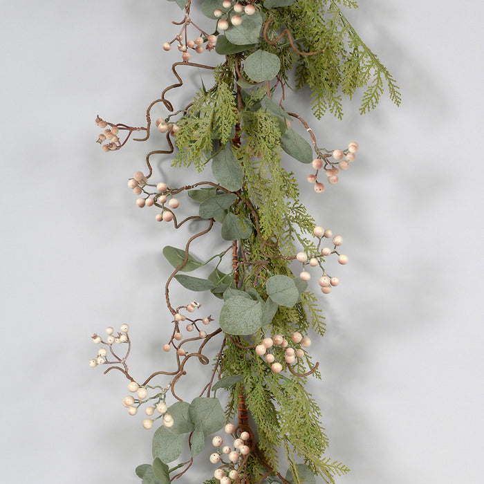 53" Styro Berries/Eucalyptus/Cedar Garland - Cream