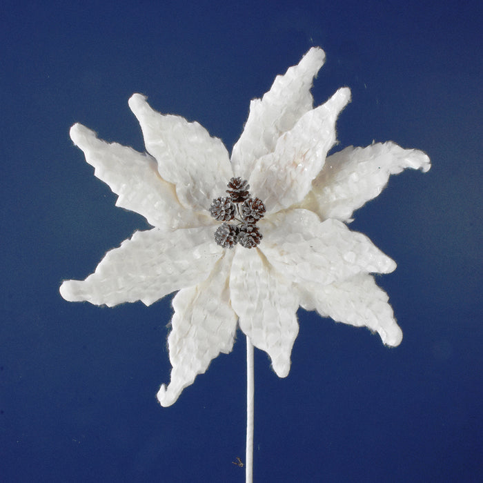Waffle Poinsettia Stem 22" - White/Natural