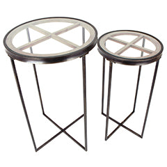 Metal Glass Table Set of 2 - Bronze/Natural