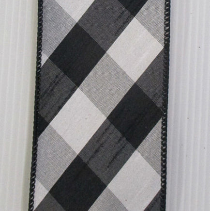 Check Dupion 2.5''X 10Yd - Black/White