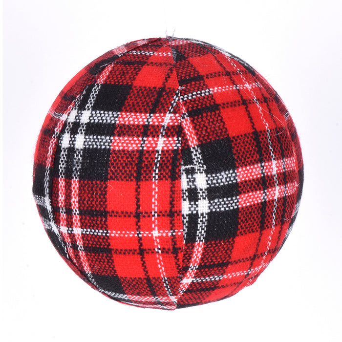 Plaid Ornament 4.5" - Red/Black