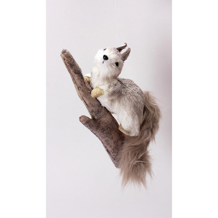 Glam Squirrel Ornament 10''- Grey/Natural