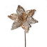 22" Glitter Poinsettia Velvet  Pick - Taupe/Platinum