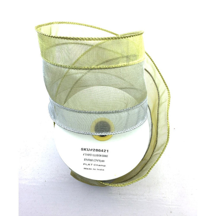 Illusion Band 4"X10Yd - Platinum/Champagne