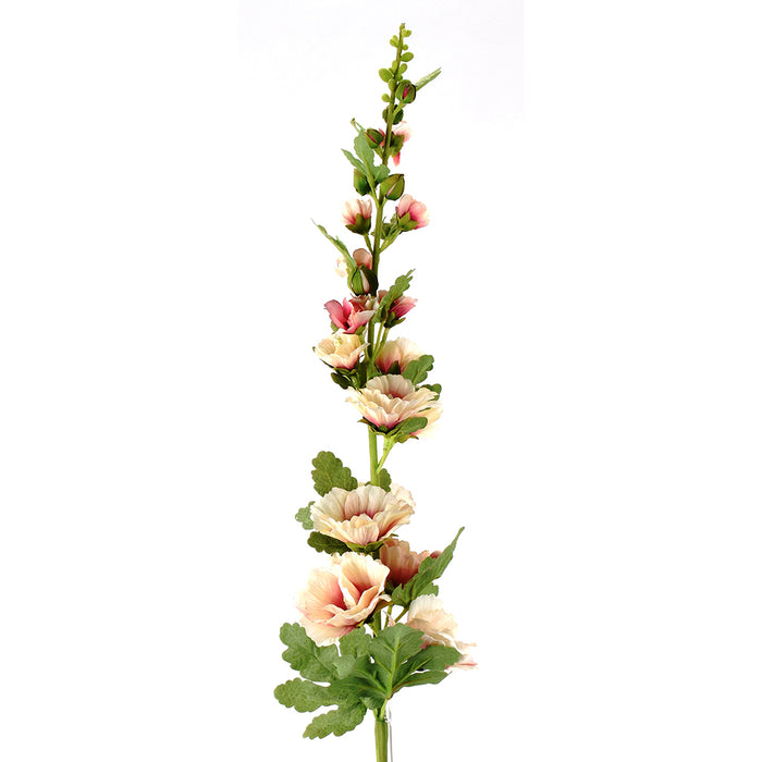 43" Hollyhock Stem - Cream/Pink