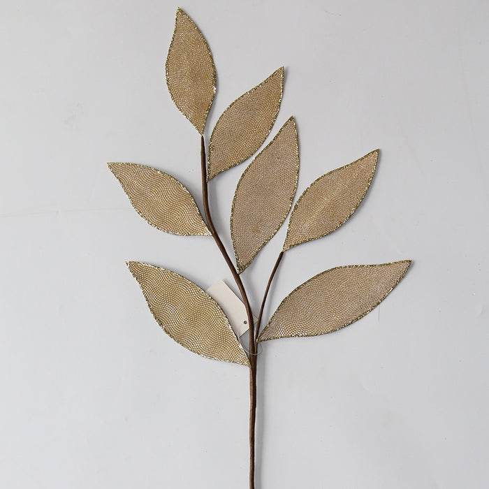27" Holography Glitter Leaf Spray - Gold