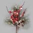 13" Snow Pine w/Cone & Berry Pick - Red/Green/Snow