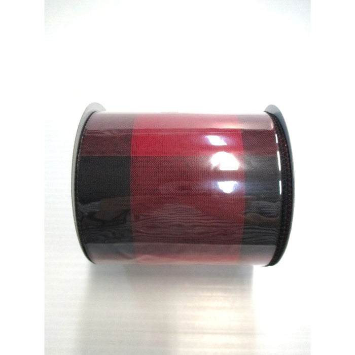 4" Buffalo Check Ribbon - Red/Black
