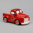11-1/4"L X 5-3/4"W X 5-3/4"H Dolomite Pickup Truck Planter W/Wreath, Red