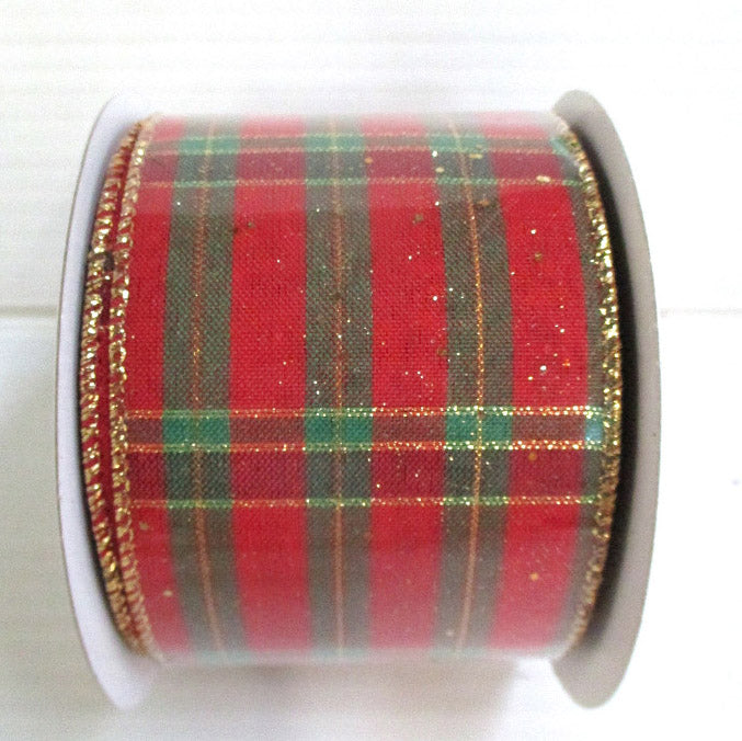 Plaid Glitter Ribbon - Red/Green