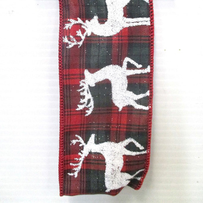 Plaid Deer 2.5"X10Yd - Red/Green/White
