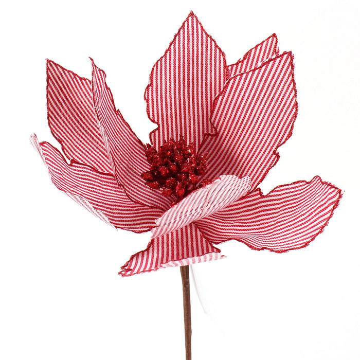12" Yule Poinsettia Pick - Red/White