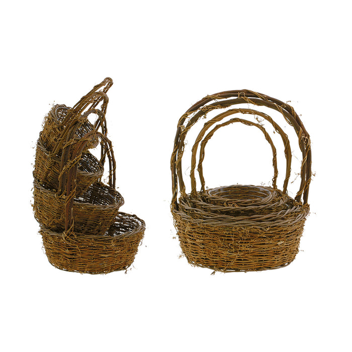Set of 4 Round Vine Baskets w/Liner