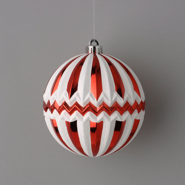 150 Mm Balloon Plastic Ball Ornament - Shiny Red/White