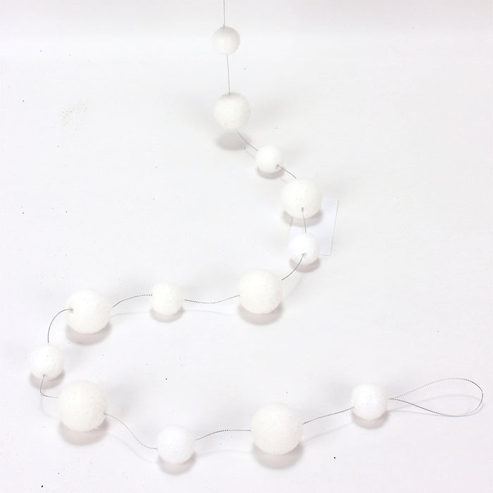 6' Snowball Garland - White