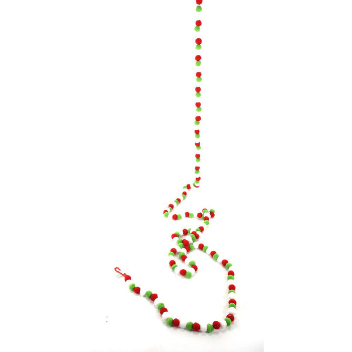 9' Yuletide Felt Ball Garland - Red/White/Green